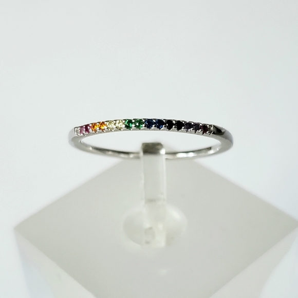 Sterling Pave Rainbow Band